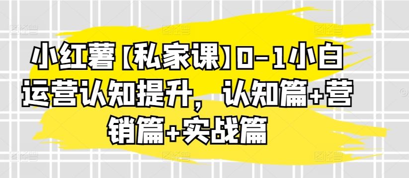 小红薯【私家课】0-1小白运营认知提升，认知篇+营销篇+实战篇-3YVIP资源库