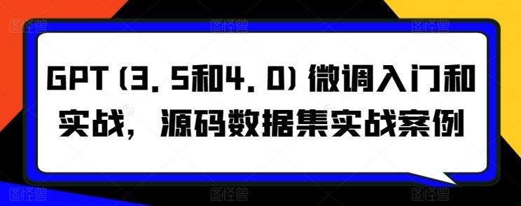 GPT(3.5和4.0)微调入门和实战，源码数据集实战案例-3YVIP资源库