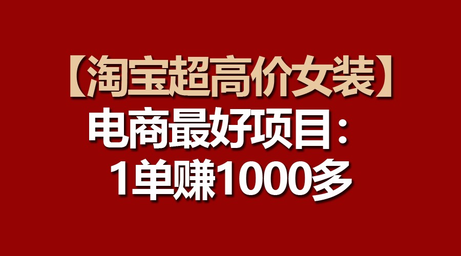 【淘宝超高价女装】电商最好项目：一单赚1000多-3YVIP资源库