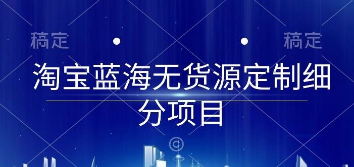 淘宝蓝海无货源定制细分项目，从0到起店实操全流程【揭秘】-3YVIP资源库