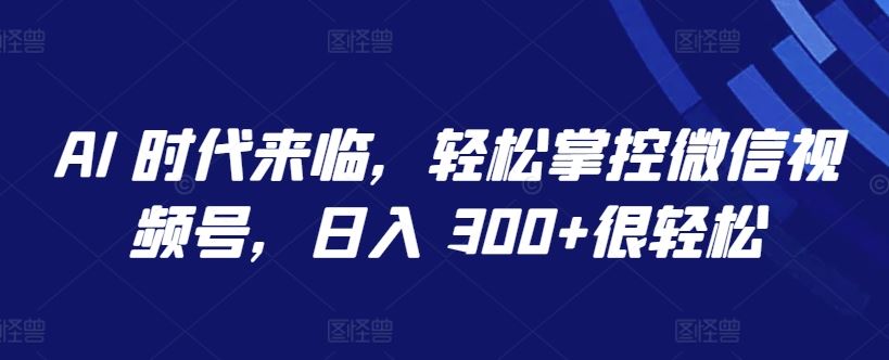 AI 时代来临，轻松掌控微信视频号，日入 300+很轻松【揭秘】-3YVIP资源库