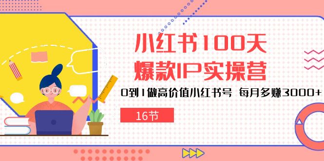 小红书100天爆款IP实操营，0到1做高价值小红书号，每月多赚3000+（16节）-3YVIP资源库