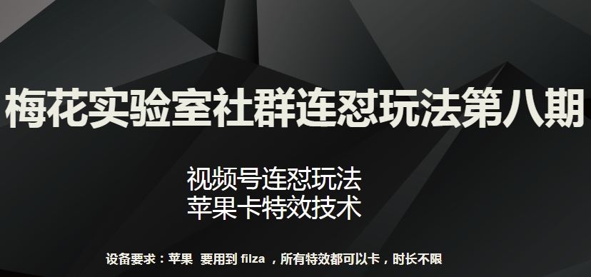 梅花实验室社群连怼玩法第八期，视频号连怼玩法 苹果卡特效技术【揭秘】-3YVIP资源库