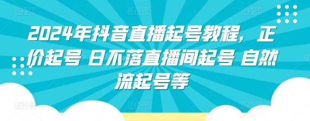 2024年抖音直播起号教程，正价起号 日不落直播间起号 自然流起号等-3YVIP资源库
