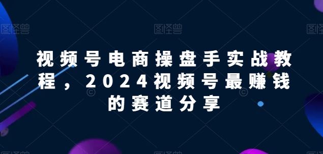 视频号电商实战教程，2024视频号最赚钱的赛道分享-3YVIP资源库