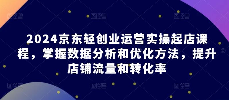 2024京东轻创业运营实操起店课程，掌握数据分析和优化方法，提升店铺流量和转化率-3YVIP资源库
