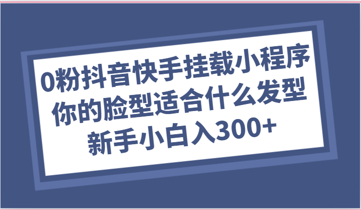0粉抖音快手挂载小程序，你的脸型适合什么发型玩法，新手小白日入300+-3YVIP资源库