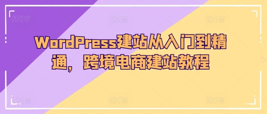 WordPress建站从入门到精通，跨境电商建站教程-3YVIP资源库