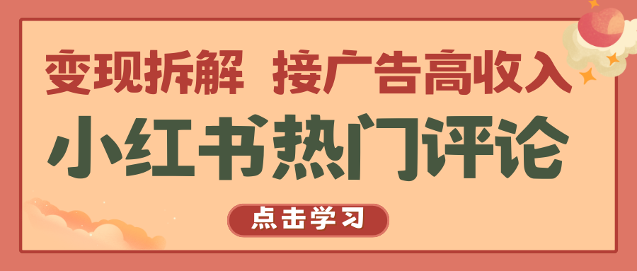 小红书热门评论，变现拆解，接广告高收入-3YVIP资源库