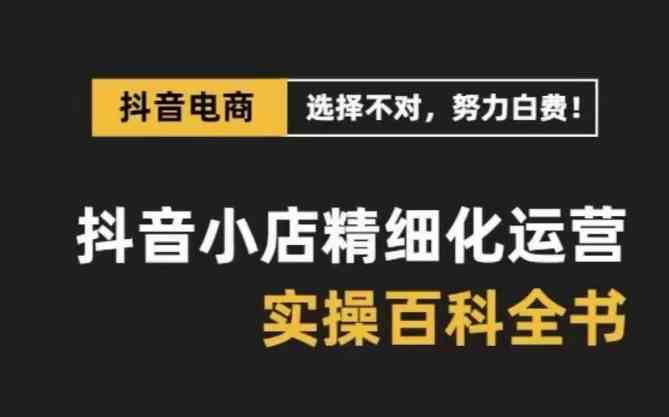 抖音小店精细化运营百科全书，保姆级运营实战讲解（更新）-3YVIP资源库