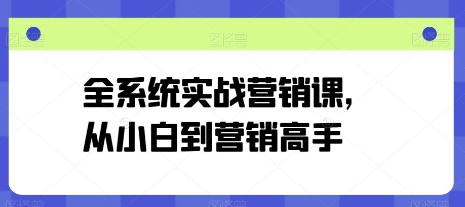 全系统实战营销课，从小白到营销高手-3YVIP资源库