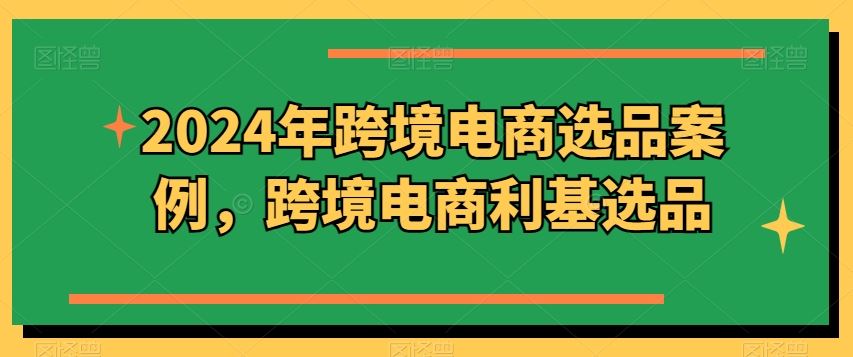 2024年跨境电商选品案例，跨境电商利基选品-3YVIP资源库