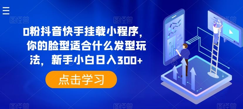 0粉抖音快手挂载小程序，你的脸型适合什么发型玩法，新手小白日入300+【揭秘】-3YVIP资源库
