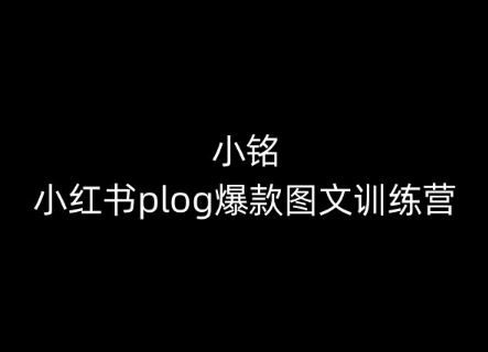小铭-小红书plog爆款图文训练营，教你从0-1做小红书-3YVIP资源库