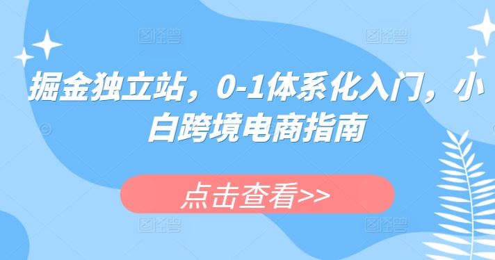 掘金独立站，0-1体系化入门，小白跨境电商指南-3YVIP资源库