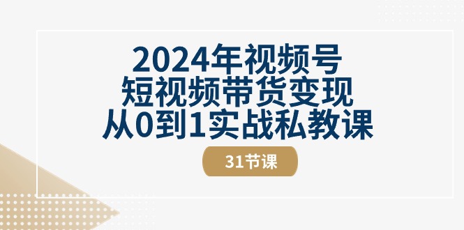 2024年视频号短视频带货变现从0到1实战私教课（30节视频课）-3YVIP资源库