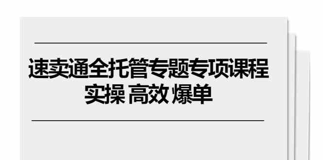 速卖通全托管专题专项课程，实操 高效 爆单（11节课）-3YVIP资源库