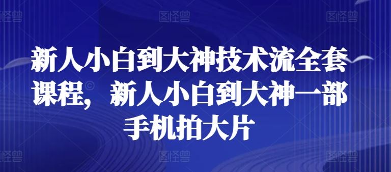 新人小白到大神技术流全套课程，新人小白到大神一部手机拍大片-3YVIP资源库