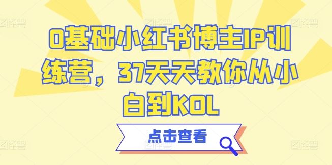 0基础小红书博主IP训练营，37天天教你从小白到KOL-3YVIP资源库