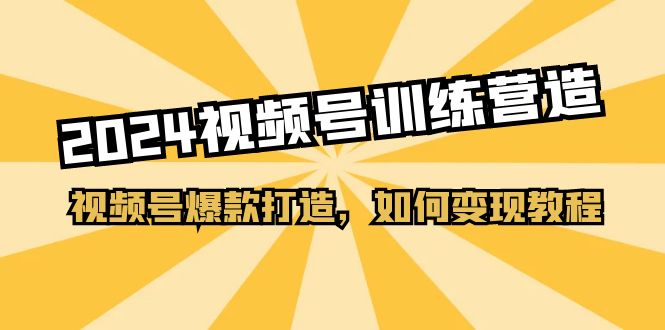 2024视频号训练营，视频号爆款打造，如何变现教程（20节课）-3YVIP资源库