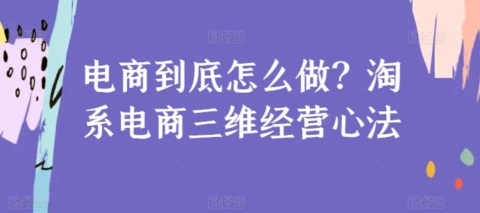 电商到底怎么做？淘系电商三维经营心法-3YVIP资源库