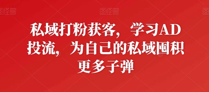 私域打粉获客，学习AD投流，为自己的私域囤积更多子弹-3YVIP资源库