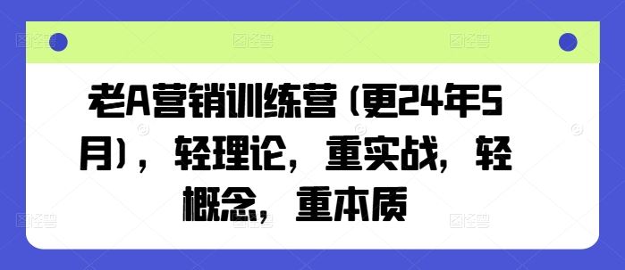 老A营销训练营(更24年5月)，轻理论，重实战，轻概念，重本质-3YVIP资源库