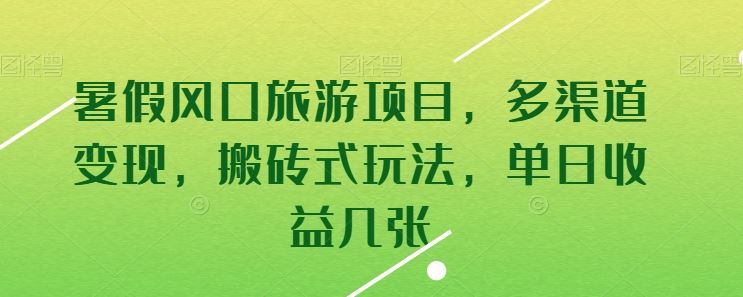 暑假风口旅游项目，多渠道变现，搬砖式玩法，单日收益几张【揭秘】-3YVIP资源库