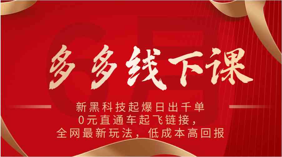 多多线下课：新黑科技起爆日出千单，0元直通车起飞链接，全网最新玩法，低成本高回报-3YVIP资源库