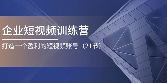 企业短视频训练营：打造一个盈利的短视频账号（21节）-3YVIP资源库