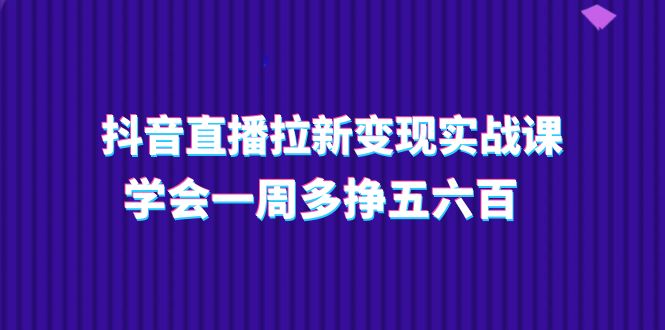 抖音直播拉新变现实操课，学会一周多挣五六百（15节课）-3YVIP资源库