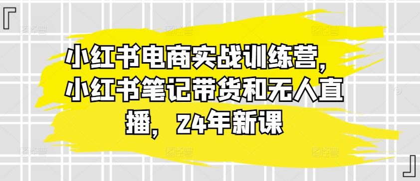 小红书电商实战训练营，小红书笔记带货和无人直播，24年新课-3YVIP资源库