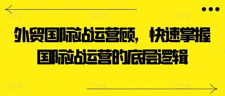 外贸国际站运营顾问，快速掌握国际站运营的底层逻辑-3YVIP资源库