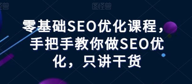 零基础SEO优化课程，手把手教你做SEO优化，只讲干货-3YVIP资源库