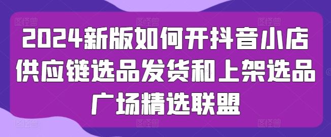 2024新版如何开抖音小店供应链选品发货和上架选品广场精选联盟-3YVIP资源库