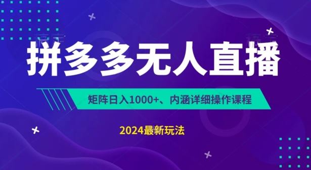 拼多多无人直播不封号，0投入，3天必起，无脑挂机，日入1k+【揭秘】-3YVIP资源库