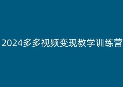 2024多多视频变现教学训练营，新手保姆级教程，适合新手小白-3YVIP资源库