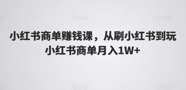 小红书商单赚钱课，从刷小红书到玩小红书商单月入1W+-3YVIP资源库