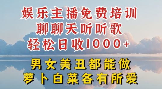 娱乐主播免费培训聊聊天听听歌轻松日收1K+，男女美丑都能做萝卜白菜各有所爱【揭秘】-3YVIP资源库