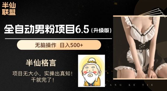 男粉项目6.5升级版，全自动男粉项目，日收入1K+【揭秘】-3YVIP资源库