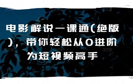 电影解说一课通(绝版)，带你轻松从0进阶为短视频高手-3YVIP资源库