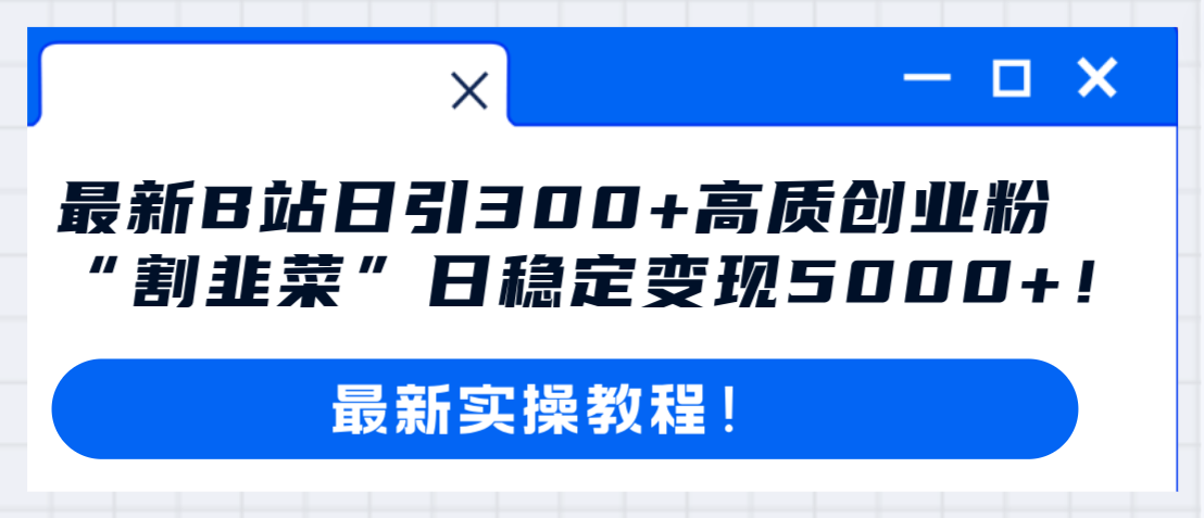 （8216期）最新B站日引300+高质创业粉教程！“割韭菜”日稳定变现5000+！-3YVIP资源库