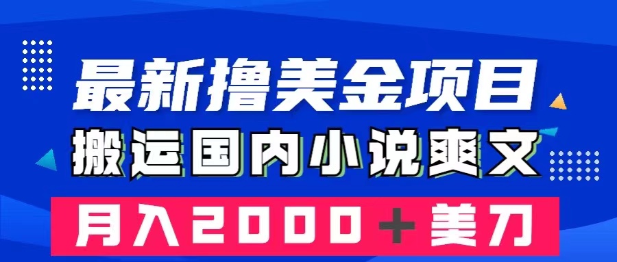 （8215期）最新撸美金项目：搬运国内小说爽文，只需复制粘贴，月入2000＋美金-3YVIP资源库