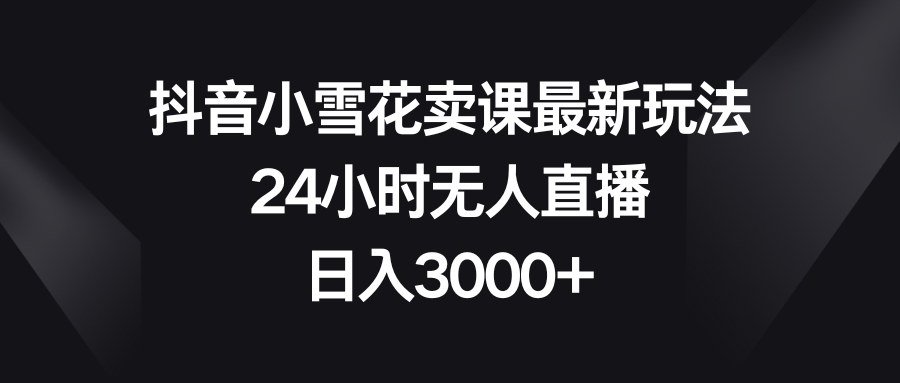 （8322期）抖音小雪花卖课最新玩法，24小时无人直播，日入3000+-3YVIP资源库