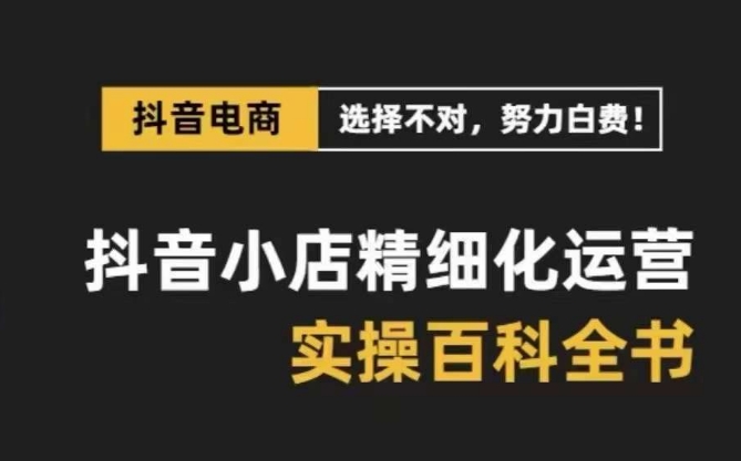 （8380期）抖音小店 精细化运营-百科全书，保姆级运营实战讲解（28节课）-3YVIP资源库