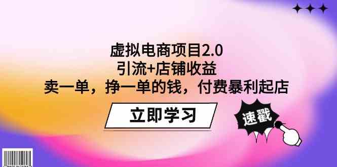 （9645期）虚拟电商项目2.0：引流+店铺收益  卖一单，挣一单的钱，付费暴利起店-3YVIP资源库