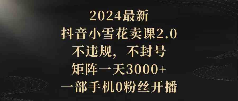 （9639期）2024最新抖音小雪花卖课2.0 不违规 不封号 矩阵一天3000+一部手机0粉丝开播-3YVIP资源库