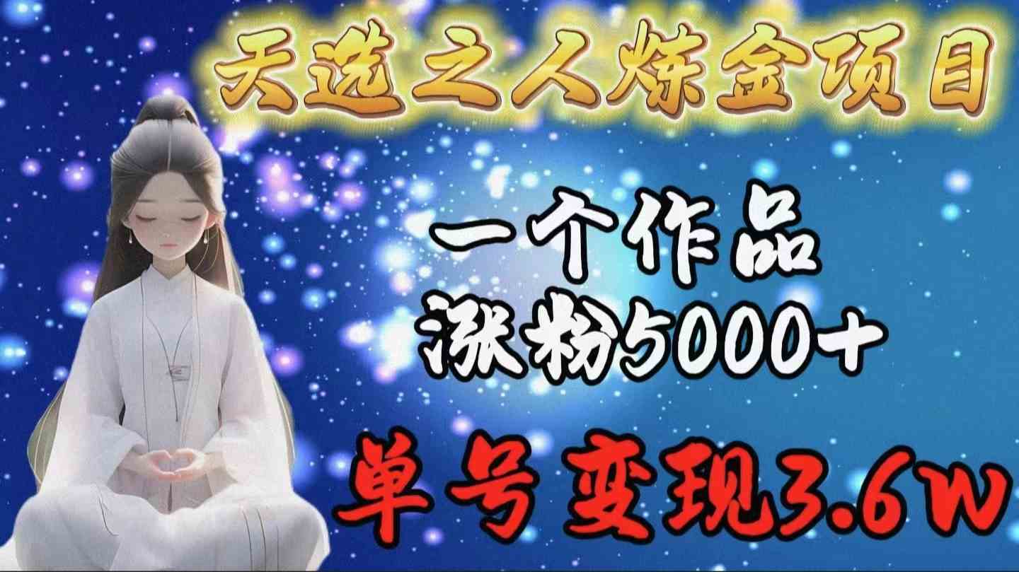 （9693期）天选之人炼金项目，一个作品涨粉5000+，单号变现3.6w-3YVIP资源库