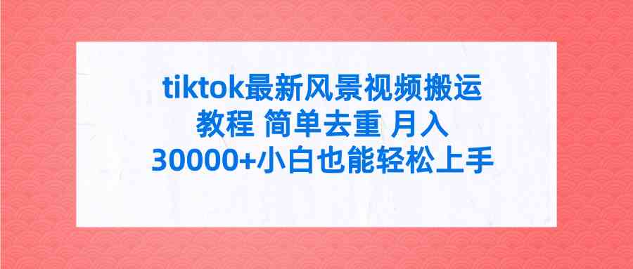 （9804期）tiktok最新风景视频搬运教程 简单去重 月入30000+附全套工具-3YVIP资源库