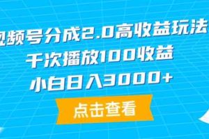 （9716期）视频号分成2.0高收益玩法，千次播放100收益，小白日入3000+-3YVIP资源库